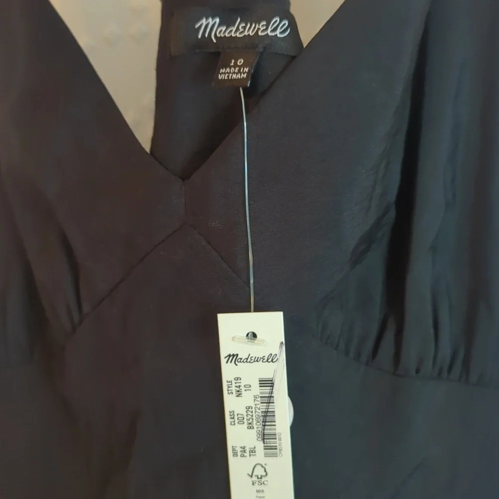 Madewell The Layton Midi Slip Dress Black Women's 10 V-neck Wedding Guest Dainty - Picture 6 of 6